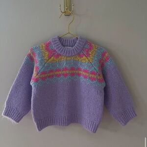 Zara Purple Sweater with Colorful Patterns